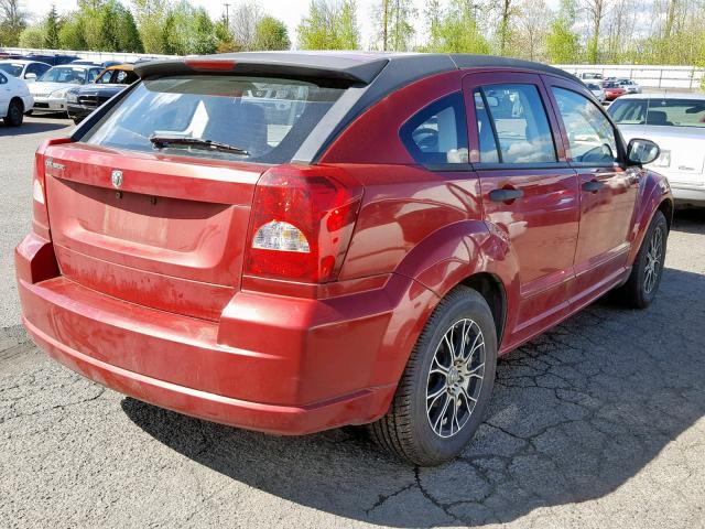 1B3HB28B67D242875 - 2007 DODGE CALIBER BURGUNDY photo 4