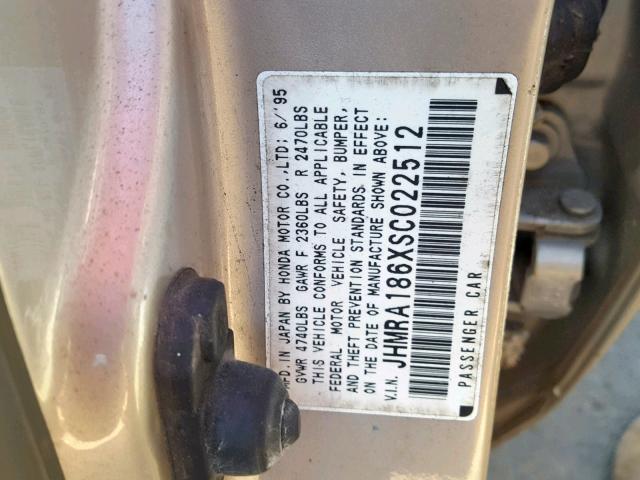 JHMRA186XSC022512 - 1995 HONDA ODYSSEY LX GOLD photo 10