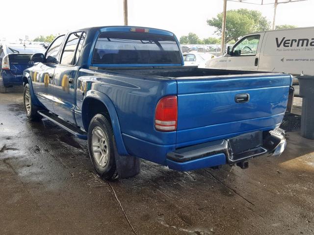 1B7GL2AN6YS776368 - 2000 DODGE DAKOTA QUA BLUE photo 3