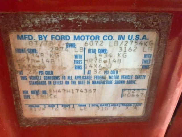 8H47H174367 - 1978 FORD RANCHERO RED photo 10