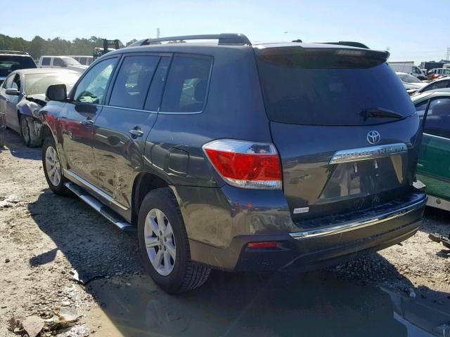 5TDZK3EH1CS077236 - 2012 TOYOTA HIGHLANDER GRAY photo 3