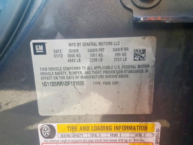 1G11D5RR1DF101695 - 2013 CHEVROLET MALIBU 1LT 石墨色 照片 10