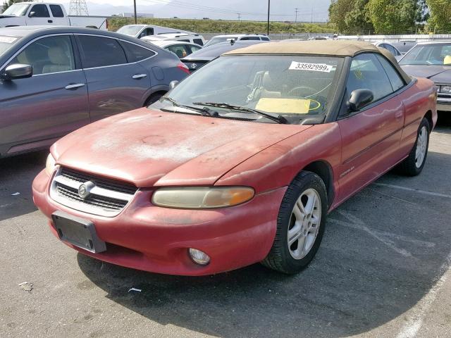 3C3EL55H0TT311609 - 1996 CHRYSLER SEBRING JX RED photo 2