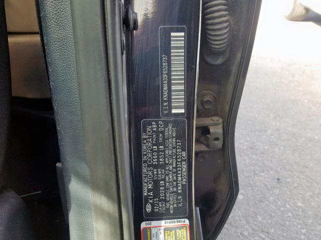 KNADM4A33F6528737 - 2015 KIA RIO LX BLACK photo 10