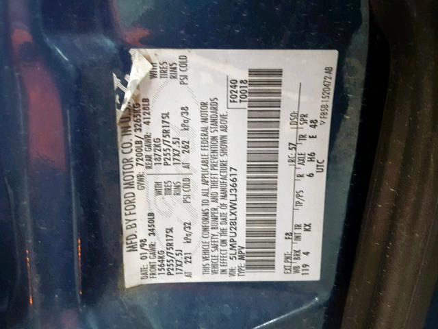 5LMPU28LXWLJ36617 - 1998 LINCOLN NAVIGATOR 青绿色 照片 10