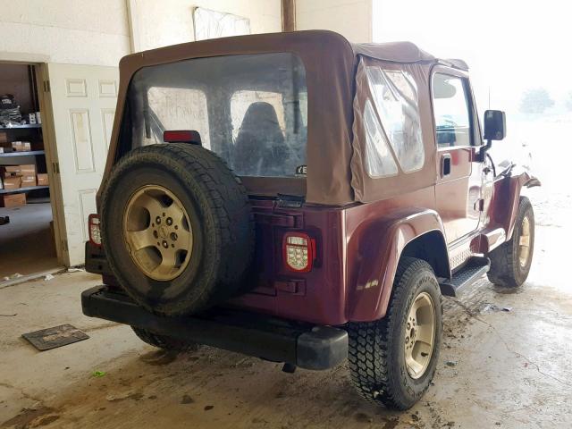 1J4FA59S81P332621 - 2001 JEEP WRANGLER / BURGUNDY photo 4