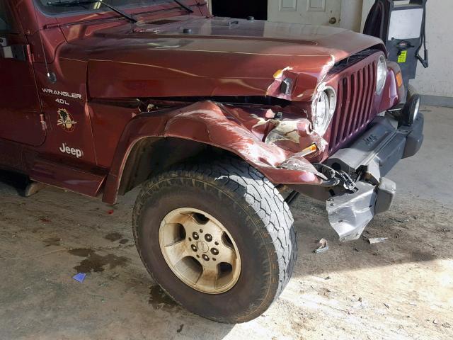 1J4FA59S81P332621 - 2001 JEEP WRANGLER / BURGUNDY photo 9