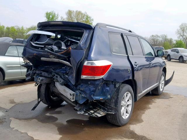 5TDBK3EH2DS244786 - 2013 TOYOTA HIGHLANDER BLUE photo 4