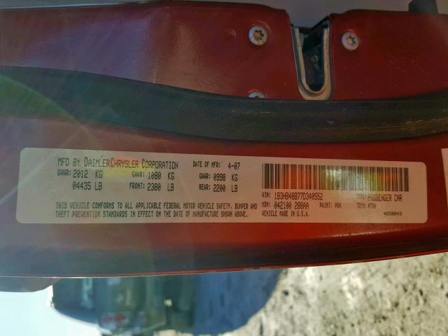 1B3HB48B77D340552 - 2007 DODGE CALIBER SX RED photo 10