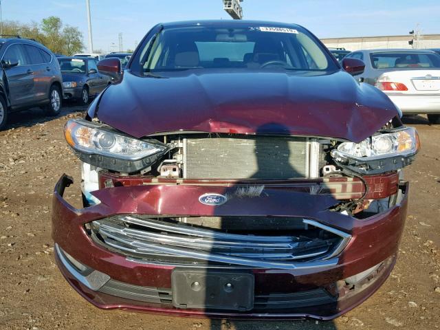 3FA6P0G70HR282893 - 2017 FORD FUSION S BURGUNDY photo 9