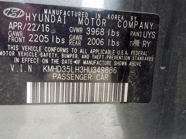 KMHD35LH3HU349886 - 2017 HYUNDAI ELANTRA GT  photo 10