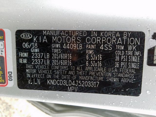 KNDCD3LD4J5203317 - 2018 KIA NIRO EX  photo 10