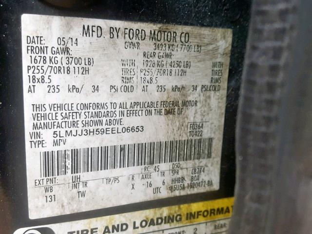 5LMJJ3H59EEL06653 - 2014 LINCOLN NAVIGATOR 黑色 照片 10