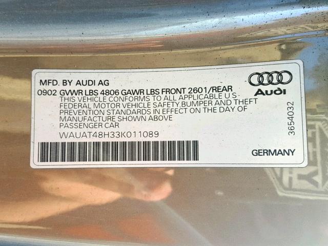 WAUAT48H33K011089 - 2003 AUDI A4 3.0 CAB GRAY photo 10