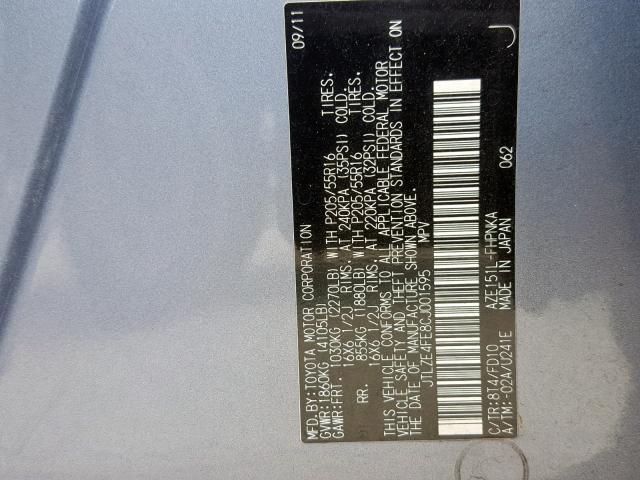 JTLZE4FE8CJ001595 - 2012 TOYOTA SCION XB Blau Foto 10