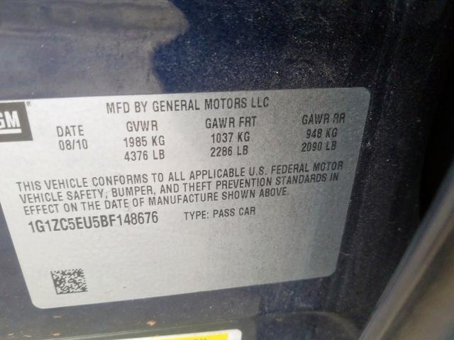 1G1ZC5EU5BF148676 - 2011 CHEVROLET MALIBU 1LT  照片 10