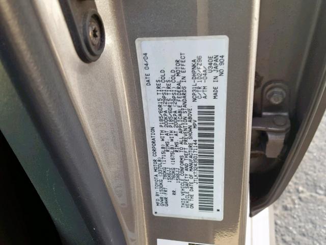 JTLKT324350171144 - 2005 TOYOTA SCION XB 金色 照片 10