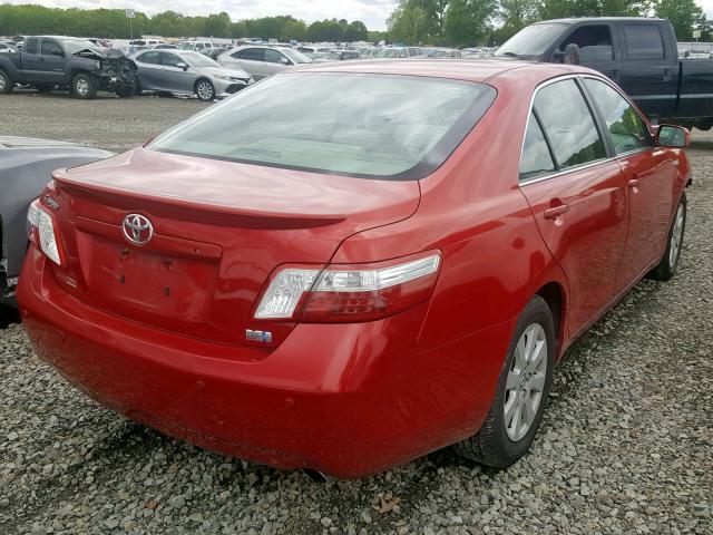 4T1BB46K18U060498 - 2008 TOYOTA CAMRY HYBR RED photo 4