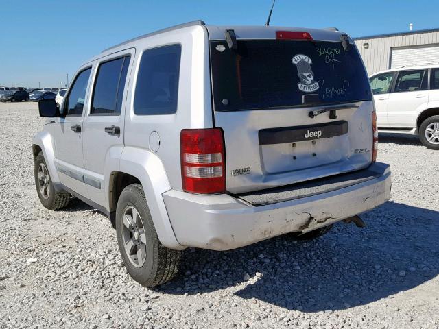 1J8GP28K58W170593 - 2008 JEEP LIBERTY SP SILVER photo 3