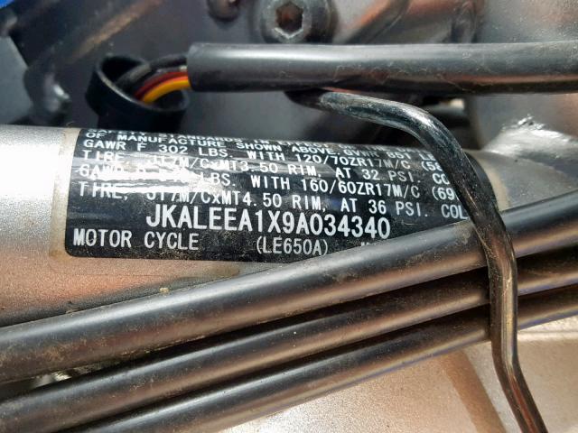 JKALEEA1X9A034340 - 2009 KAWASAKI LE650 A BLUE photo 10