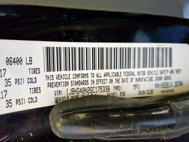 1J8HG48N26C175338 - 2006 JEEP COMMANDER 黑色 照片 10