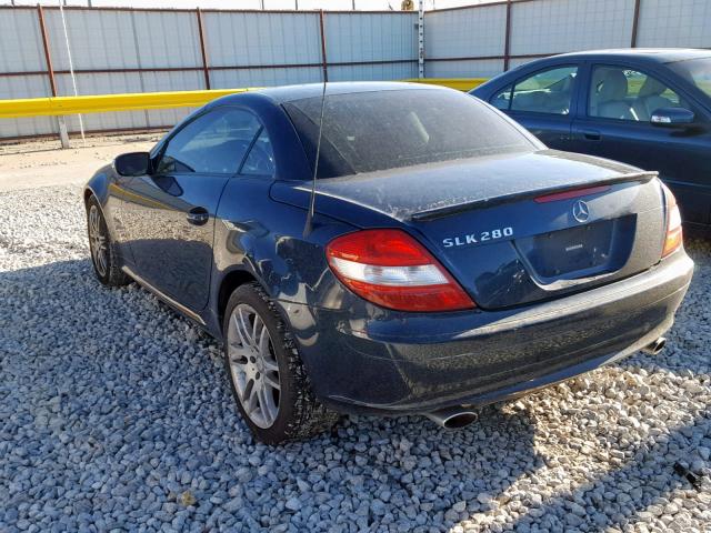 WDBWK54F37F146110 - 2007 MERCEDES-BENZ SLK 280 BLUE photo 3