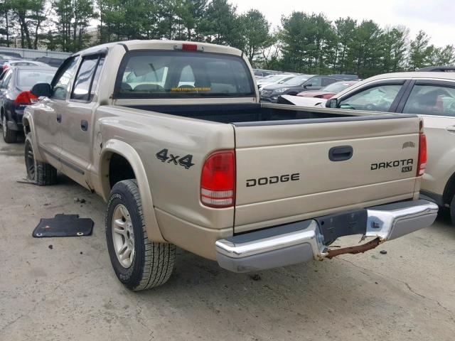 1D7HG48N64S618350 - 2004 DODGE DAKOTA QUA TAN photo 3