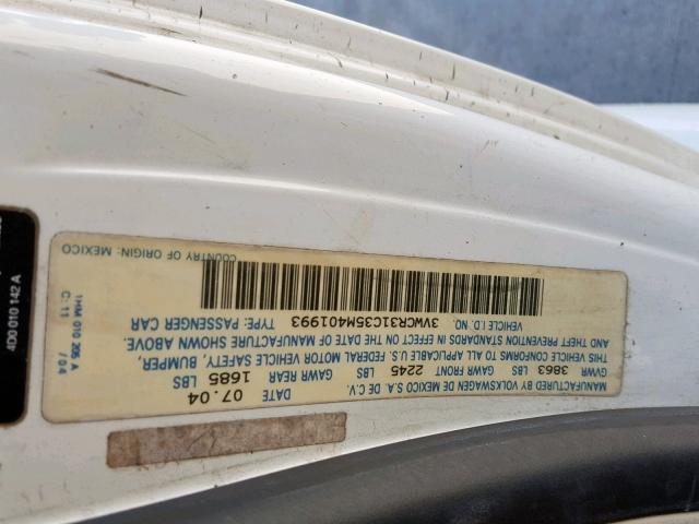 3VWCR31C35M401993 - 2005 VOLKSWAGEN NEW BEETLE Ağ foto 10