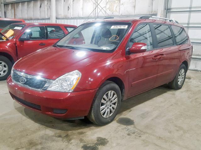 KNDMG4C75C6428676 - 2012 KIA SEDONA LX RED photo 2