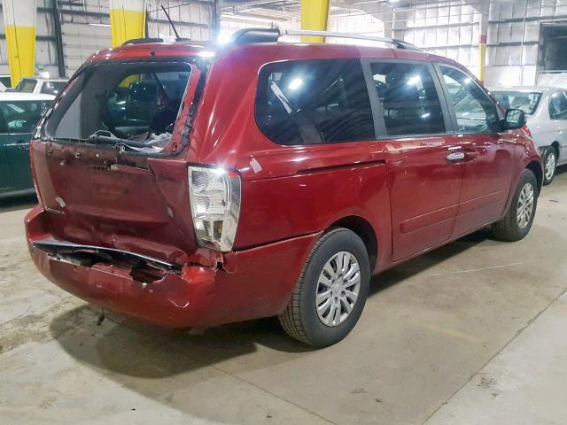 KNDMG4C75C6428676 - 2012 KIA SEDONA LX RED photo 4