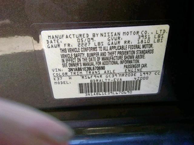 3N1AB61E39L670690 - 2009 NISSAN SENTRA 2.0 GRAY photo 10