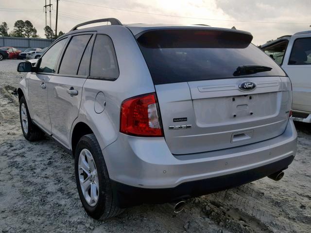 2FMDK3JCXDBC76689 - 2013 FORD EDGE SEL SILVER photo 3