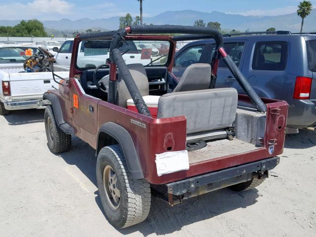 2BCCL81J9HB502382 - 1987 JEEP WRANGLER MAROON photo 3