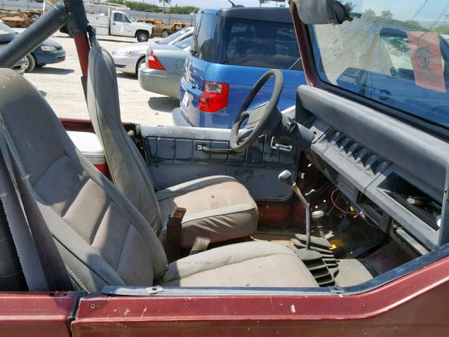 2BCCL81J9HB502382 - 1987 JEEP WRANGLER MAROON photo 5