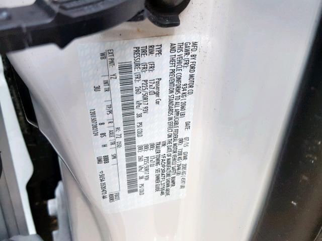 1FADP3R47FL375546 - 2015 FORD FOCUS BEV WHITE photo 10