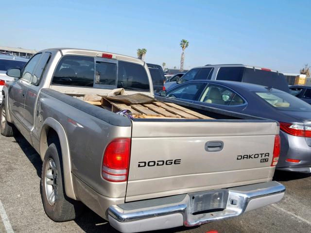 1D7GL42N44S616354 - 2004 DODGE DAKOTA SLT BEIGE photo 3