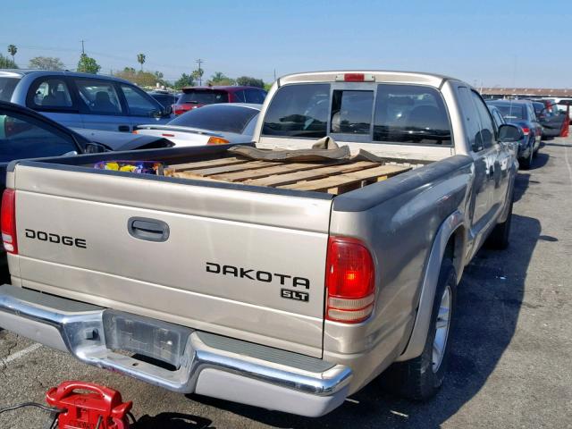 1D7GL42N44S616354 - 2004 DODGE DAKOTA SLT BEIGE photo 4