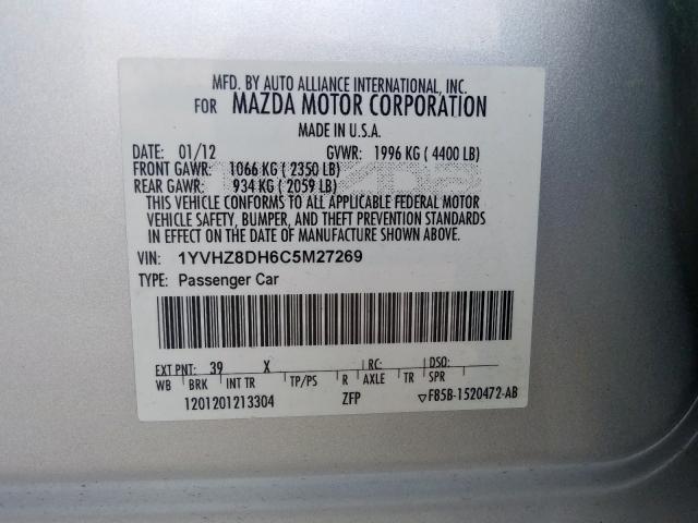 1YVHZ8DH6C5M27269 - 2012 MAZDA mazda 6 i  photo 10