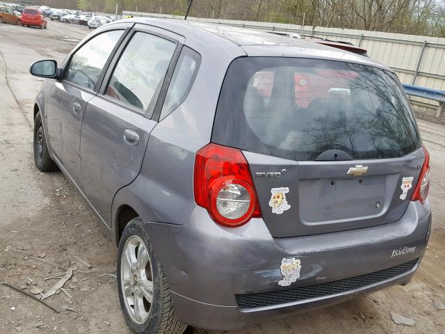 KL1TG66E29B622204 - 2009 CHEVROLET AVEO LT GRAY photo 3