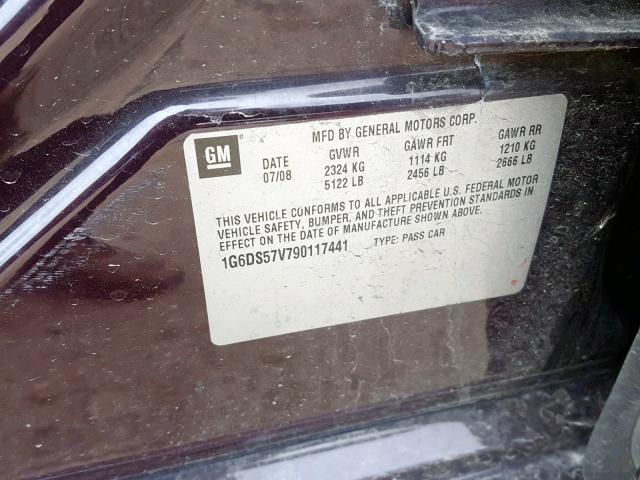 1G6DS57V790117441 - 2009 CADILLAC CTS HI FEA PURPLE photo 10