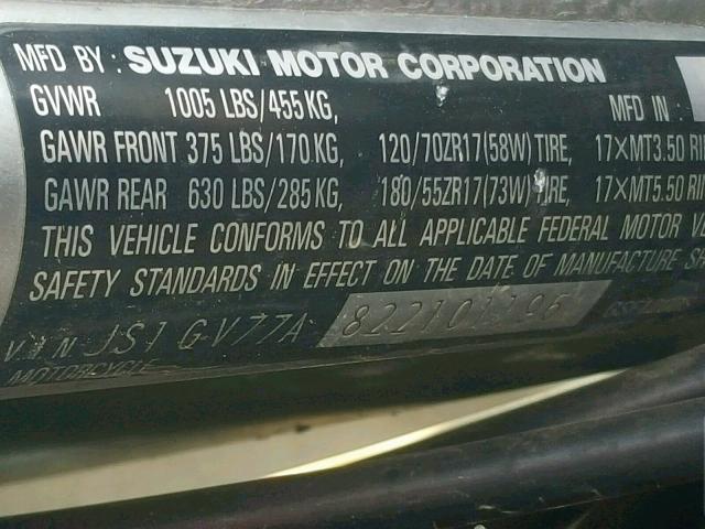 JS1GV77A822101196 - 2002 SUZUKI GSF1200 BA SILVER photo 10