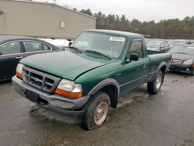 1FTYR11V9YTA39057 - 2000 FORD RANGER GREEN photo 2