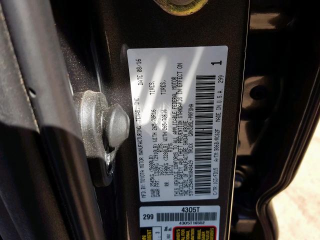 5TFCZ5AN7HX048429 - 2017 TOYOTA TACOMA DOU GRAY photo 10