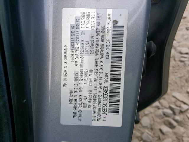 JM3ER2CL1B0364631 - 2011 MAZDA CX-7 SILVER photo 10