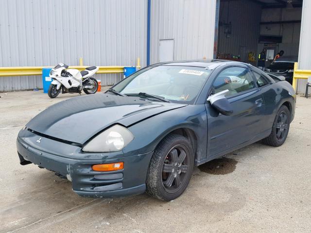 4A3AC44G9YE119719 - 2000 MITSUBISHI ECLIPSE GS GREEN photo 2