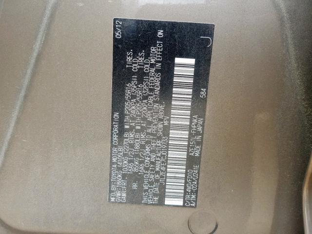 JTLZE4FE7CJ019733 - 2012 TOYOTA SCION XB  Foto 10