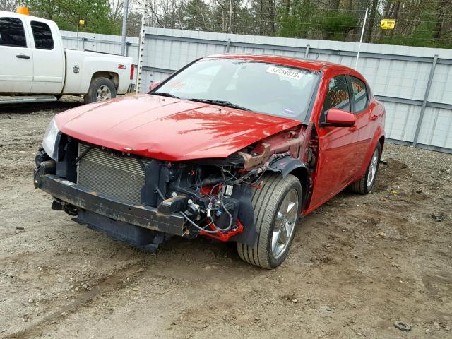 1B3BD2FG7BN583834 - 2011 DODGE AVENGER LU RED photo 2