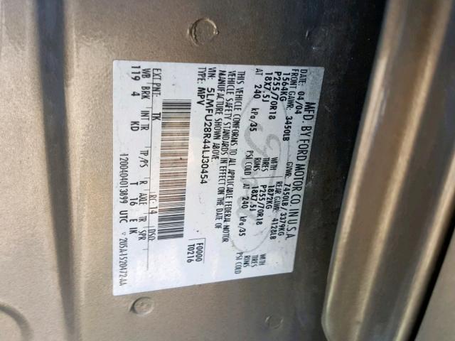 5LMFU28R44LJ30454 - 2004 LINCOLN NAVIGATOR Gris photo 10