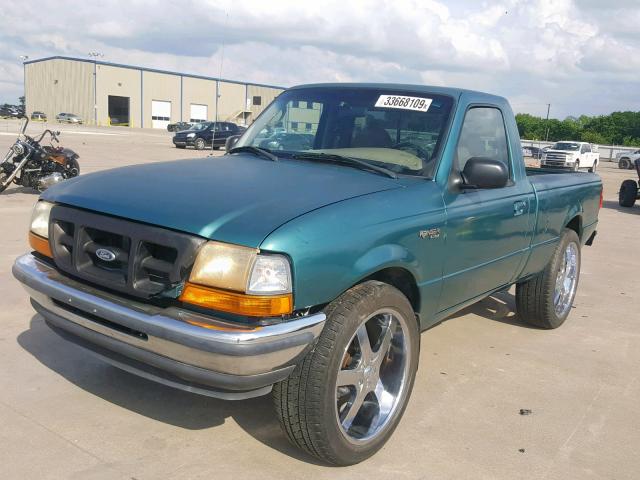 1FTYR11U6WPA53608 - 1998 FORD RANGER GREEN photo 2