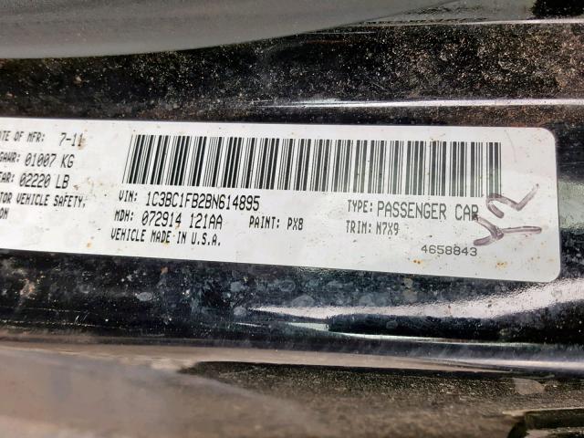 1C3BC1FB2BN614895 - 2011 CHRYSLER 200 TOURIN BLACK photo 10